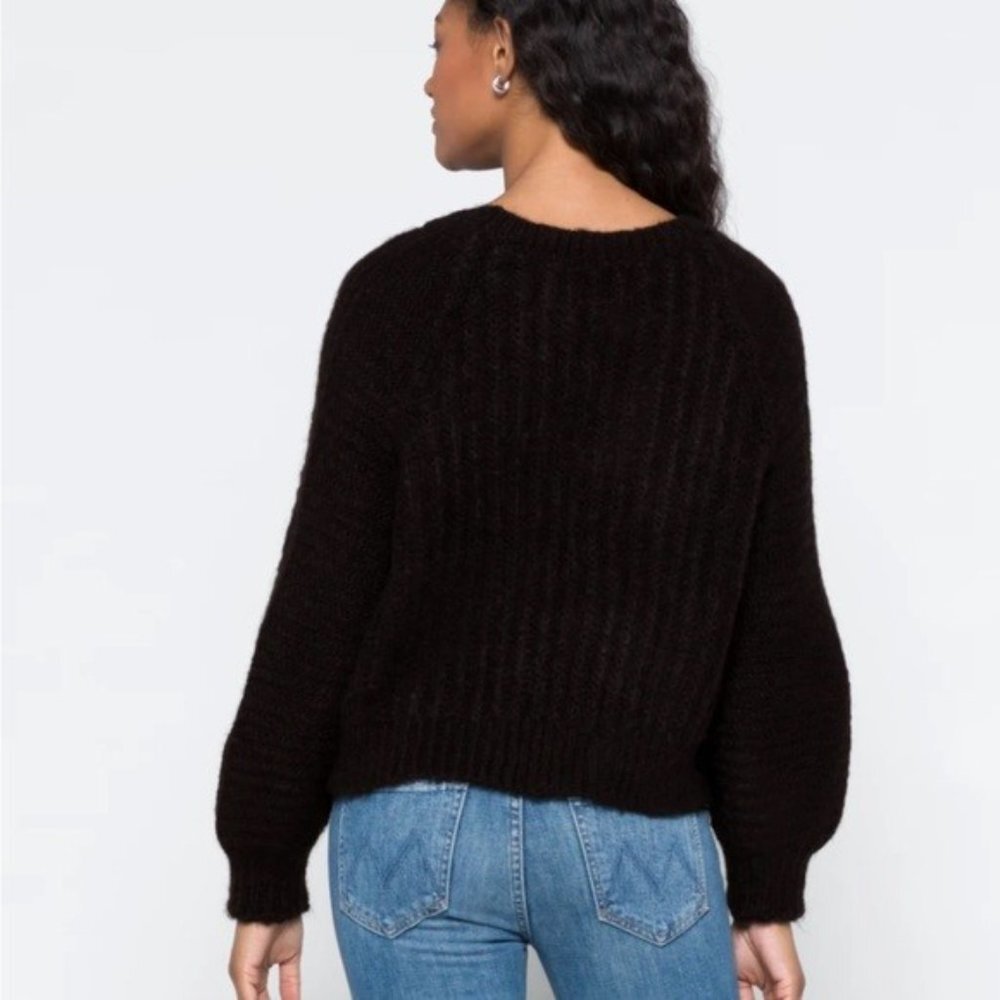 NWT Free People Black Crewneck Sweater Women's Size Small Oversized - Picture 2 of 8